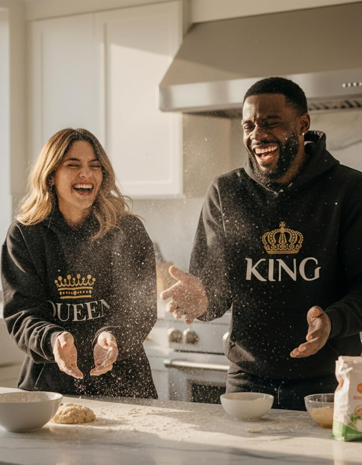 King Queen Matching Couple Hoodie Set His Hers Valentine&