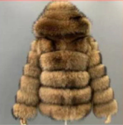 Punk Fake Raccoon Fur Jacket Women Autumn Winter Faux Fur Fox Coats Short Coat Jackets Furry Outerwear Work Thick Warm Coats