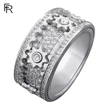Gear Ring Rotatable Ring Male and Female Couple Rotating Wheel Starry Sky Trendy Rose Couple Rings