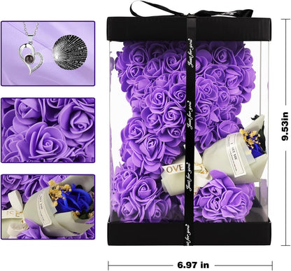 Valentines Day Gifts for Her, Rose Gifts Teddy Bear for Her, Rose Eternal Gifts Happy Birthday, Gift for Women, Mother&