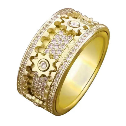 Gear Ring Rotatable Ring Male and Female Couple Rotating Wheel Starry Sky Trendy Rose Couple Rings