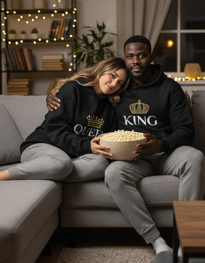 King Queen Matching Couple Hoodie Set His Hers Valentine&