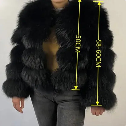 Punk Fake Raccoon Fur Jacket Women Autumn Winter Faux Fur Fox Coats Short Coat Jackets Furry Outerwear Work Thick Warm Coats