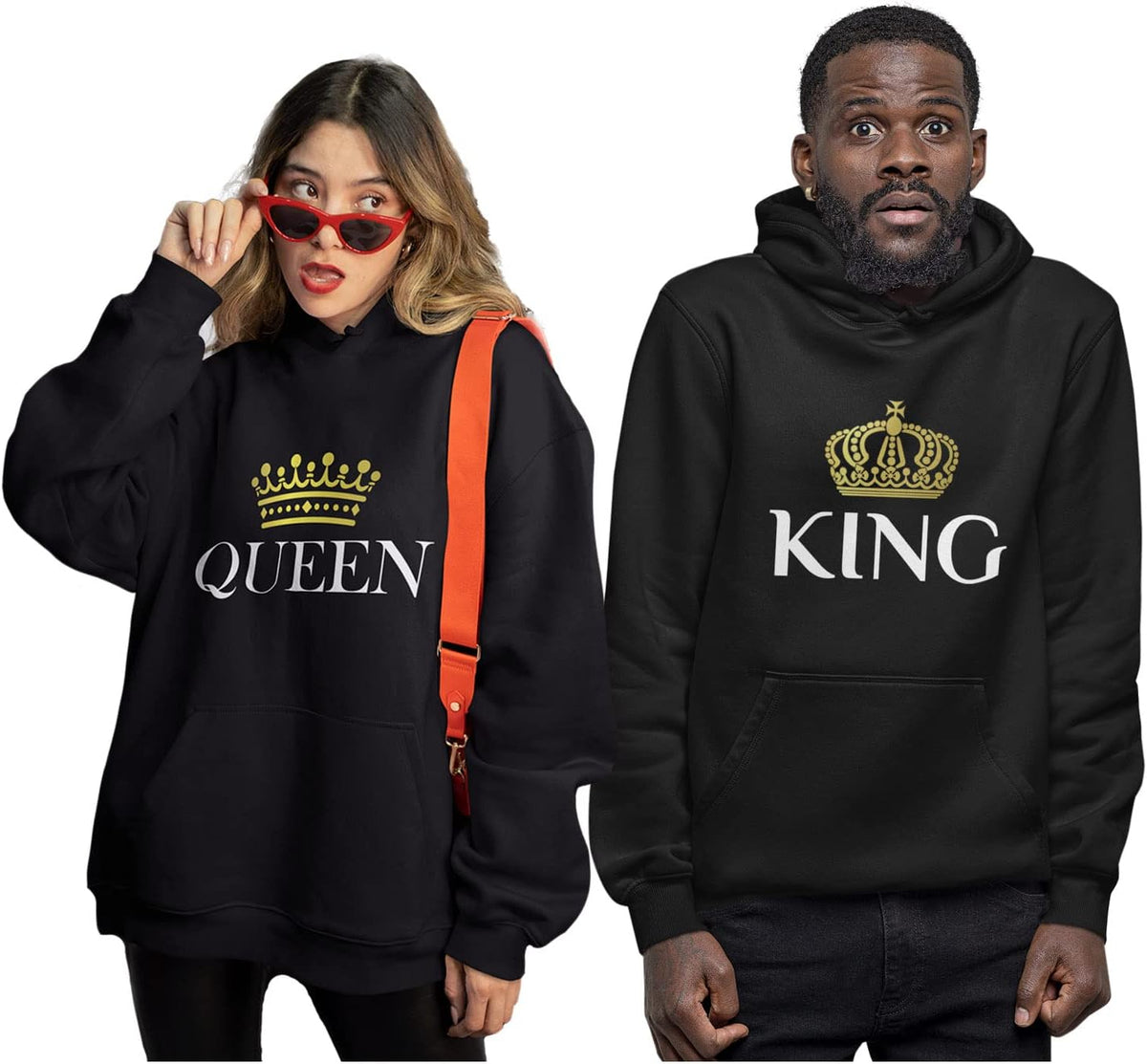 King Queen Matching Couple Hoodie Set His Hers Valentine&