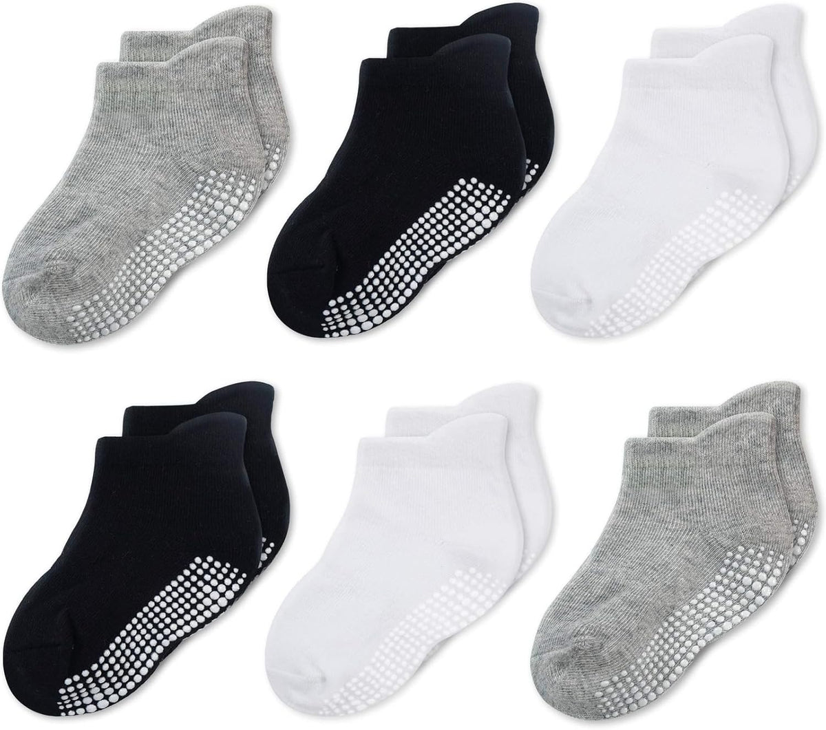 Baby &amp; Toddler Socks with Grippers Non Slip Ankle Grip Socks for Boys and Girls - Comfy Soft Cotton - 6 Pack