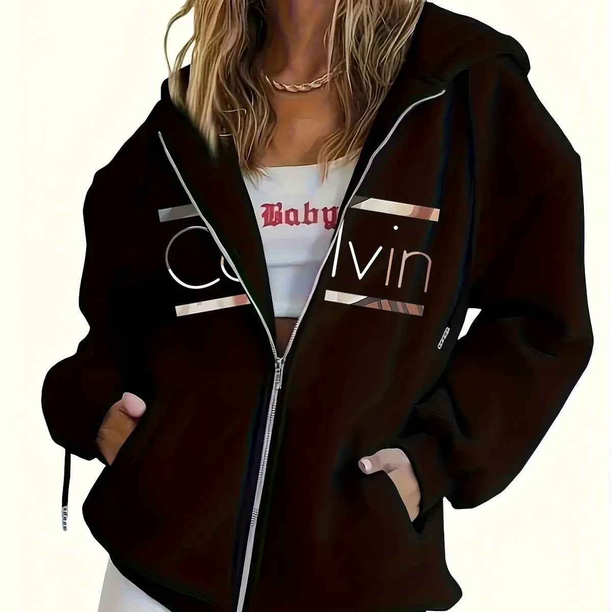 Women’s Brown Zip-Up Hoodie