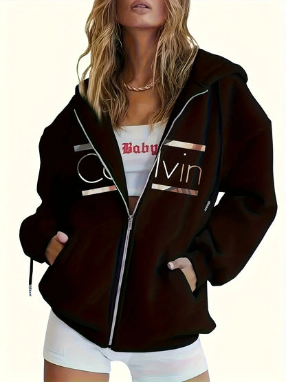 Women’s Brown Zip-Up Hoodie