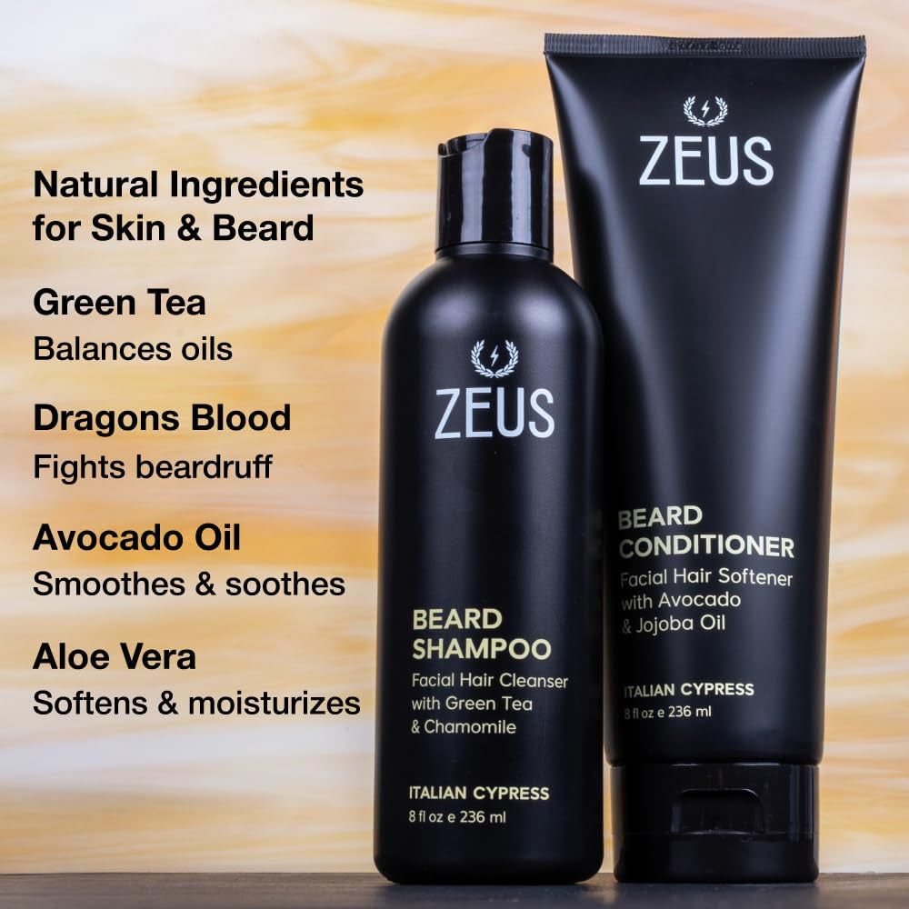 Beard Wash Set for Men, Beard Shampoo &amp; Conditioner (Sandalwood)