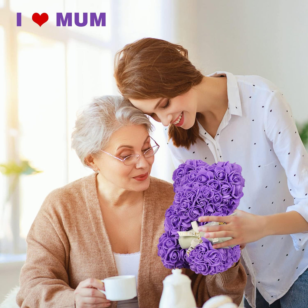 Valentines Day Gifts for Her, Rose Gifts Teddy Bear for Her, Rose Eternal Gifts Happy Birthday, Gift for Women, Mother&