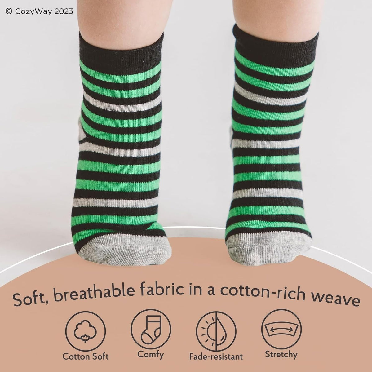 Baby &amp; Toddler Socks with Grippers Non Slip Ankle Grip Socks for Boys and Girls - Comfy Soft Cotton - 6 Pack