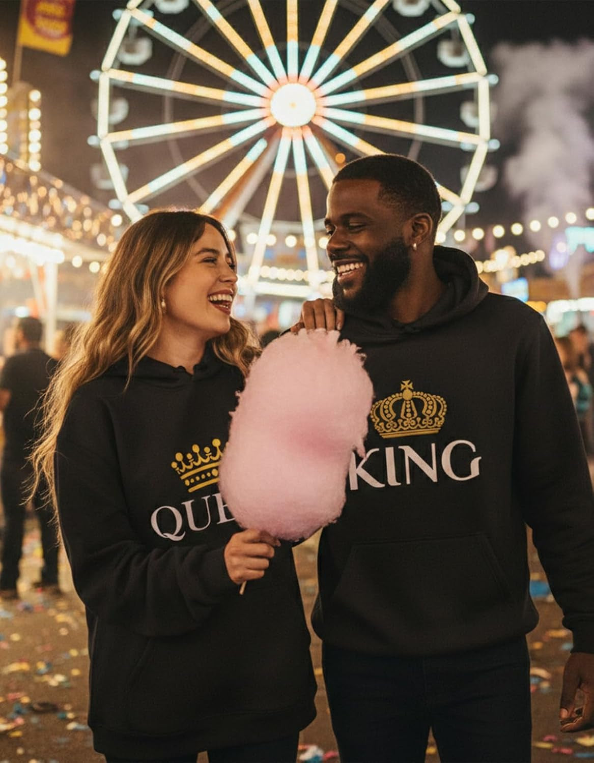 King Queen Matching Couple Hoodie Set His Hers Valentine&