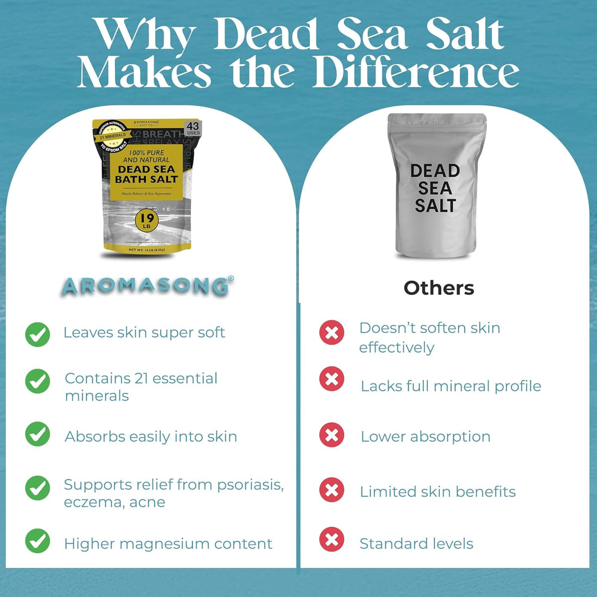 Dead Sea Salt - Spa Bath Salt - 19 Lbs Fine Grain Bulk - 100% Pure - Better Absorbing than Epsom Salt - Soak for Women &amp; Men for Skin Issues and to Relax Tired Muscles - Resealable Pack.