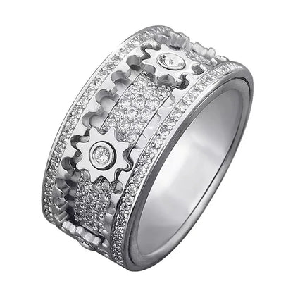 Gear Ring Rotatable Ring Male and Female Couple Rotating Wheel Starry Sky Trendy Rose Couple Rings