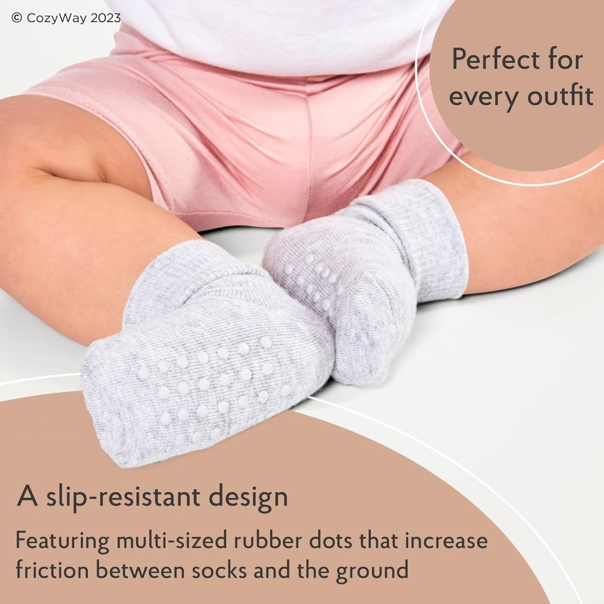 Baby &amp; Toddler Socks with Grippers Non Slip Ankle Grip Socks for Boys and Girls - Comfy Soft Cotton - 6 Pack