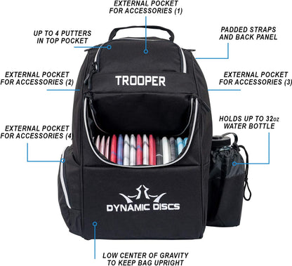 Dynamic Discs Trooper Disc Golf Bag | Large Frisbee Bags with 18+ Discs Capacity | Lightweight &amp; Durable Backpack | Great Gifts or Disc Golf Accessories for Men | Ideal for Beginners &amp; Pro Players