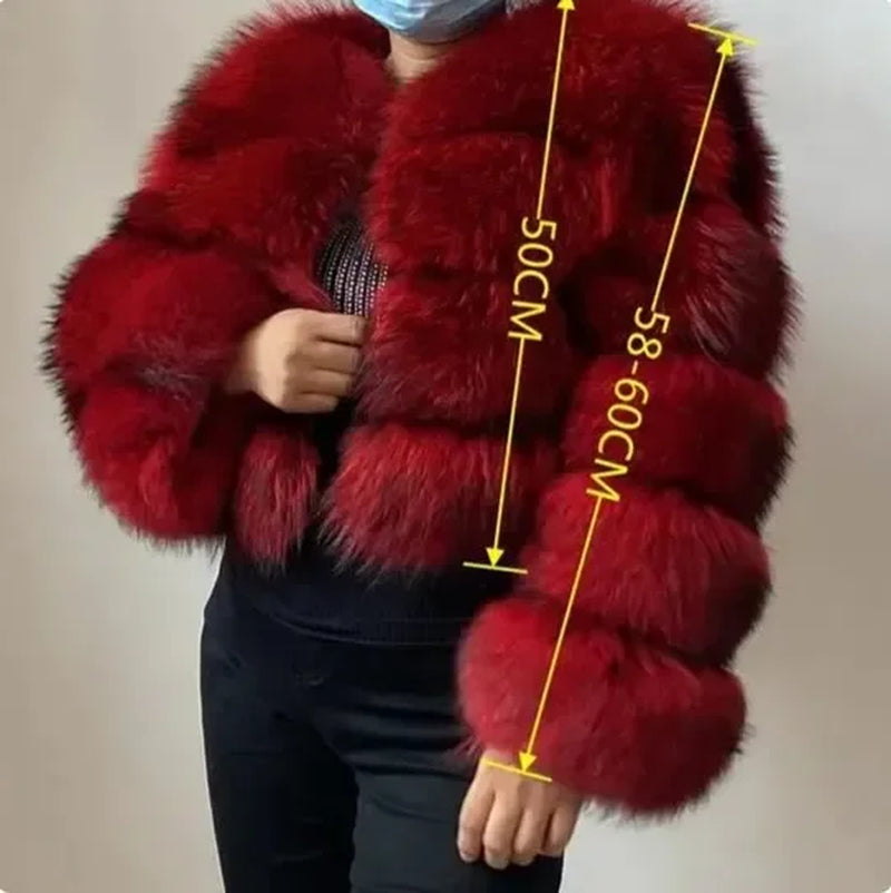 Punk Fake Raccoon Fur Jacket Women Autumn Winter Faux Fur Fox Coats Short Coat Jackets Furry Outerwear Work Thick Warm Coats